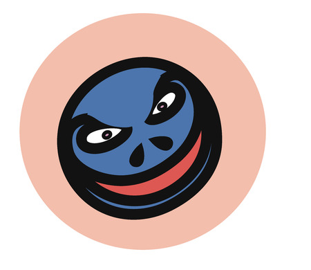 Illustration of an animated pill with evil eyeのイラスト素材