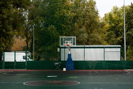 Outdoor public basketball field in the city park