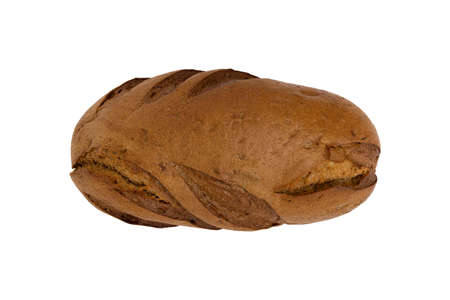 fresh rye bread or whole grain bread isolated on white background, freshly baked homemade bread