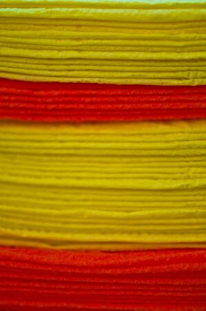 red and yellow napkinsの写真素材