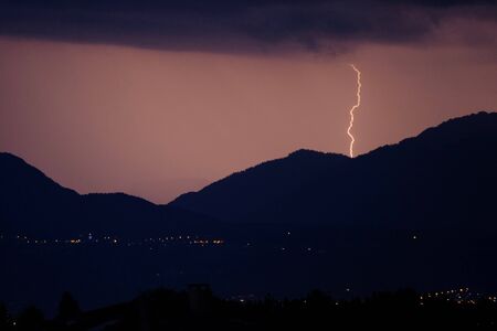 Lightning over mountainsの写真素材