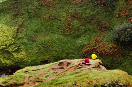 Tourists admiring nature, Isle of Skye, Scotlandの写真素材
