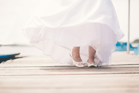 wedding shoes with sweep of a brideのeditorial素材