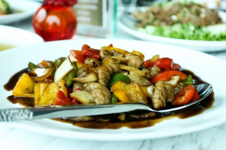 spicy fried squid, Thailand foodの写真素材