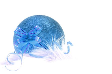 Blue Christmas and New Year ornament isolated on whiteの写真素材