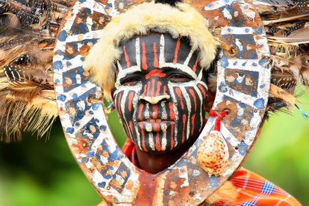 Portrait of an African man with traditionally painted faceのeditorial素材