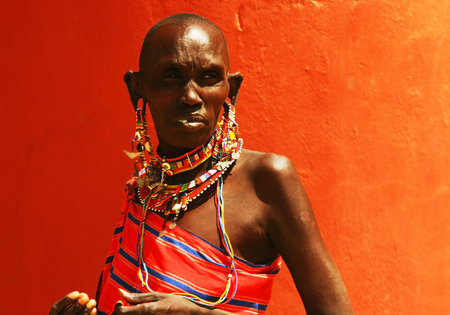 Portrait of an African lady that dressed traditionallyのeditorial素材