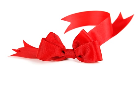 Beautiful red ribbon & bow isolated on white background