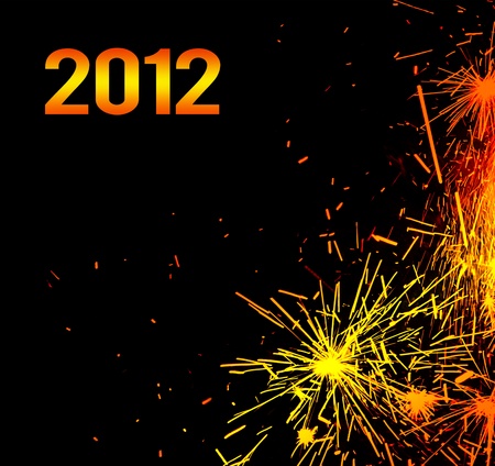 New Year eve holiday background with fireworks border, colorful sparks isolated on black background...
