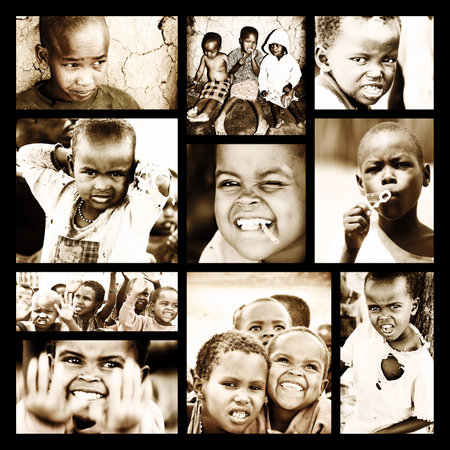 AFRICA, KENYA - NOV 8: portrait of African Kids of Masai Mara tribal village, reportage about poor homeless children life near Masai Mara National Park Reserve on November 8, 2008, Kenya, Africaのeditorial素材