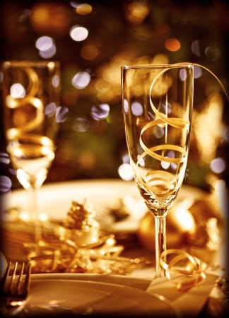 Picture of Christmas table settingの写真素材