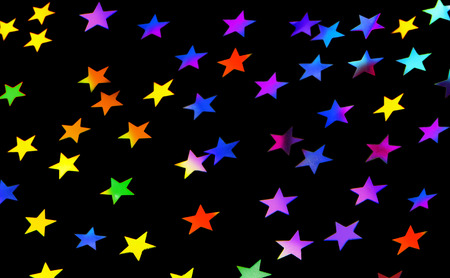Festive stars party background, many little colorful stars on black backdrop, beautiful Christmas time wallpaper, ornamental Xmas decorationの写真素材