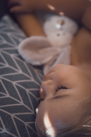Beautiful baby sleeping at home
