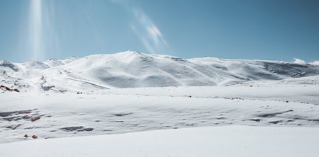 Amazing snowy winter mountains landscapeの写真素材