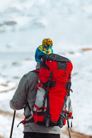 Sportive Man Enjoying Winter Holidaysの写真素材