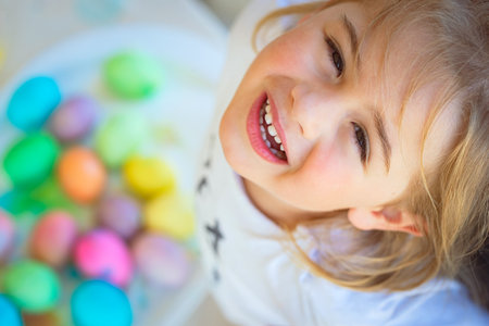 Happy Children on Easter Celebrationの写真素材