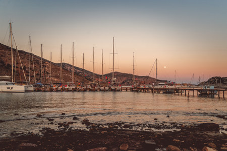 Beautiful Harbor in Sunset Lightの写真素材