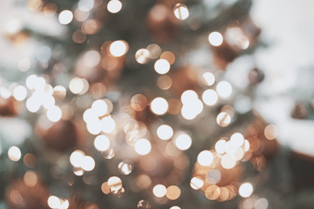 Magical bokeh Christmas lights backgroundの写真素材