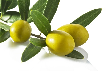 Olives closeup on white backgroundの写真素材
