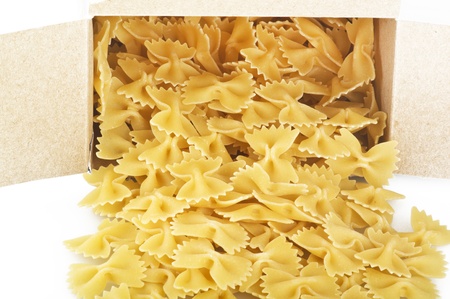 farfalle pasta on white background