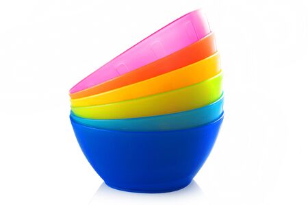 Colored bowl on the whiteの写真素材