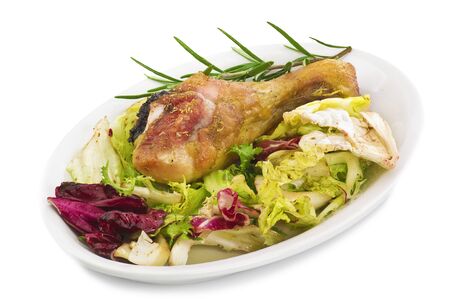 Fried chicken legs in a plateの写真素材