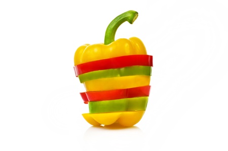 Raw colored pepper on the whiteの写真素材