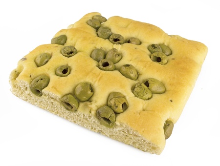 white pizza with olives isolatedの写真素材