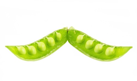 Fresh peas on the white background