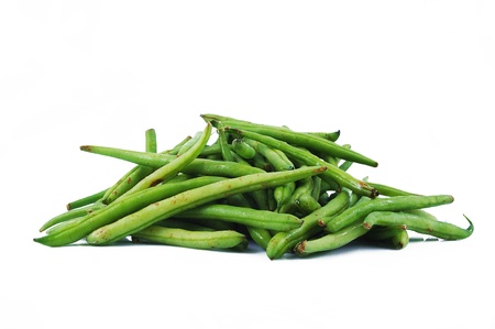 Green beans on white backgroundの写真素材