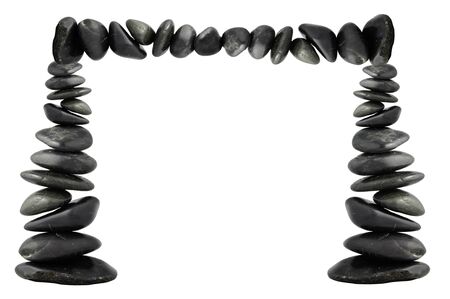 dancing pebbles isolated on whiteの写真素材