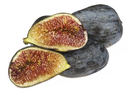  figs sliced  isolated on white backgroundの写真素材
