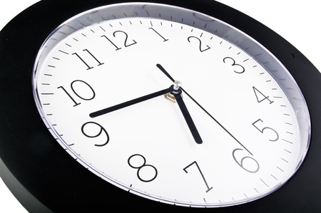 Black wall clock  on white