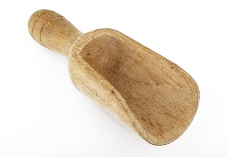 wooden spoon isolated on white background の写真素材