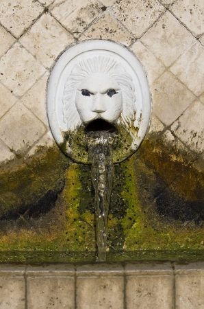 Fountain of mountain Spili, Crete with lion heads Venetianの写真素材