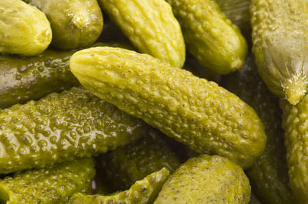 pickled cucumbers close up on the whiteの写真素材
