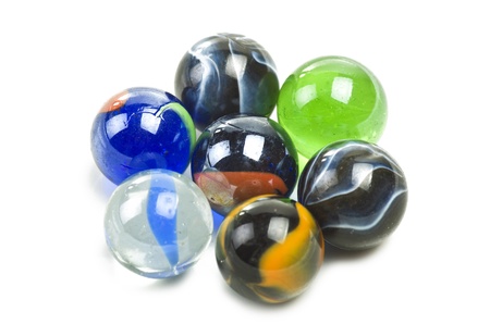 various marbles close up on the whiteの写真素材