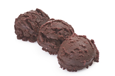 Ice cream chocolate close up on the white の写真素材