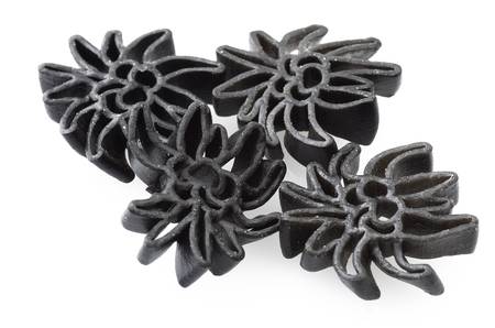group of Italian original pasta  close up on white