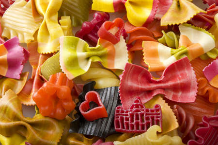 group of Italian original pasta  close up on whiteの写真素材