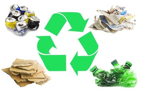 Recycle concept and materials on the whiteの写真素材