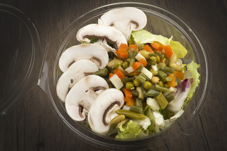 Fresh salad with various vegetable ready take away の写真素材