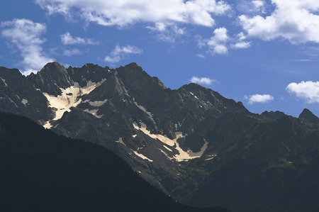 Small glacier in the mountains (2000 meters) in Valtellina, Italy, photographed in August
