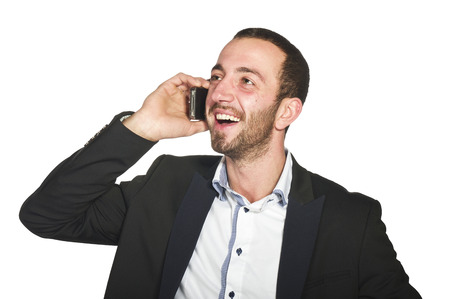 Business man at phone in the city centerの写真素材