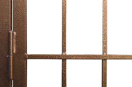 Square iron cage on the white backgroundの写真素材