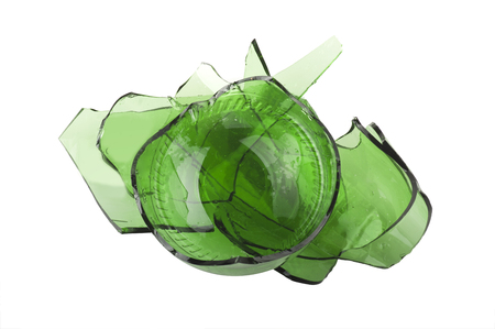 pieces of green glass on a white background の写真素材
