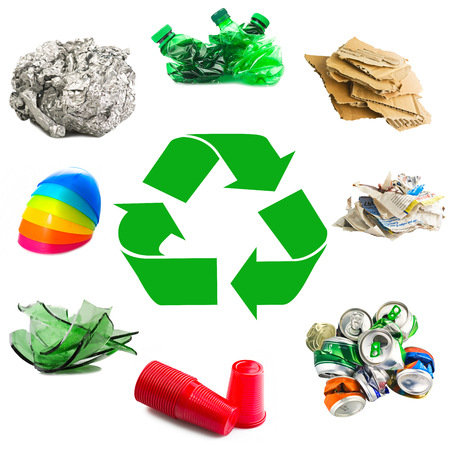 Recycle concept and materials on the whiteの写真素材