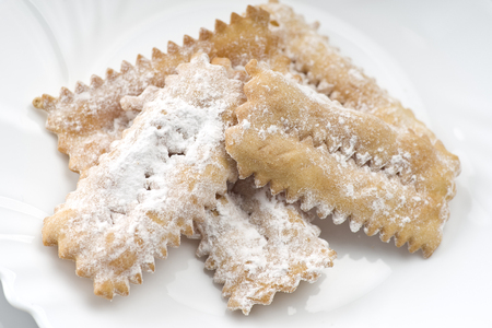 Tipical italian cake "Chiacchere" for carnival partyの写真素材