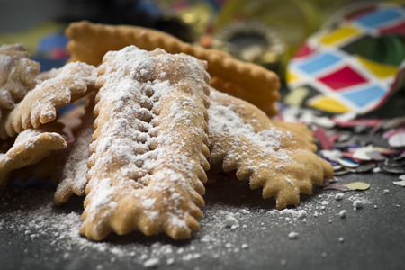 Tipical italian cake Chiacchere for carnival partyの写真素材