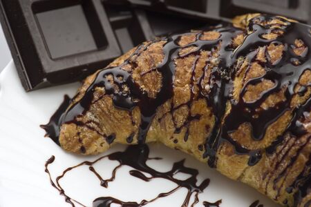 Fresh and tasty croissant on the whiteの写真素材